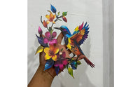 Hummingbird Wall Art Leaf Design Floral Cutout Wall Art Sculpture Decorative Home Decor