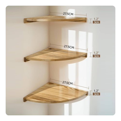 3 Pieces Floating Corner Shelf Easy to Install Wooden Corner Shelf for Bedroom