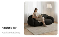 space-saving Size billowShaped Couch Mid-century ModernMid-century Modern-era Modern Design Sofa Skingentle Fabric Loveseat Curved rearrest for Apartment Dwellers, Business Owners, Homeowners, Small Spaces, Reception Area, Bedroom, Dormitory