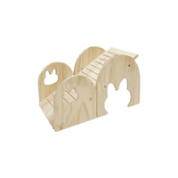 Natural Wood Wooden Rabbit Castle Polished Polished Edges Bunny Playhouse with Slide Sturdy Construction Guinea Pig Activity Fort Easy to Clean for Chinchillas, Playpen