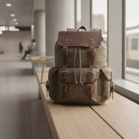 Waxed Canvas Backpack Retro Backpack with Leather Trim Classic Rucksack for Journeyers, Travel