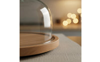 Glass Cloche Cake Stand Elegant Design Cake Stand with Dome Multipurpose Wooden Base Dessert Cloche for Cafe Owners, Home Dessert Makers