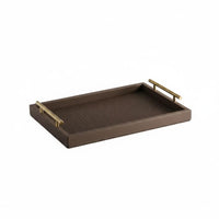 Leather Tray Easy to Carry Rectangular Tray with Handles High Edges Home Storage for Living Room