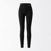 Gym Leggings for Women with Ribbed Texture and Embroidered Detail, High Waist for Autumn Winter Loungewear, Full Length