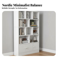 Wooden Bookcase with Cabinets Dust-Resistant Design Floor Standing Bookshelf Multifunctional Standing Bookshelf for Book Lovers, Students, Living Room