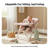Portable Feeding Seat Safe and Stable Foldable Floor Seat with Tray for Toddlers