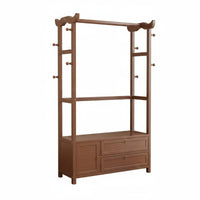 Freestanding Clothes Rack with Cabinet Large Capacity Wardrobe Organizer with Drawers and Shelves Space Saving Coat Stand with Storage for Closet