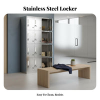 Rust-Resistant Stainless Steel Locker Sturdy & Long-Lasting Multi-Door Personnel Locker Heavy Duty Industrial Changing Cabinet Easy to Clean for Employees, Business Owners, Factory, Workshop, Bathroom, Hospital
