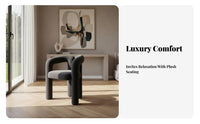 Upholstered Curved Chair Soft Cushioning Vanity Stool Modern Stylish Contoured Rearrest for Interior Design Lovers, Bedroom