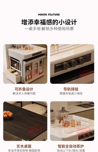 法式复古多功能餐桌家用小户型中古奶油风可伸缩折叠一体岛台餐桌