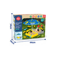 Kids Waterfall Play Table with Umbrella and Sand Basin, Indoor Outdoor Toy