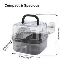 Portable Hamster Cage and Travel Carrier with Built-in Grip, Open Top Hamster Cage Carry Case, Travel Cage Starter Kit with Hamster Wheel