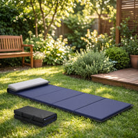 Padded Sleeping Mat with Pillow Waterproof Foldable Sleeping Mat Portable Roll up Mattress Thick for Campers, Guests, Stretching, Office