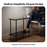 Narrow Side Table Long-Lasting Metal Frame Slim Sofa Table Nightstand Easy Assembly Adjustable Feet for Small Areas, Bedroom
