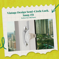 Sliding aperture Lock, Aluminum Alloy Half-Moon Latch, Security Lock for Sliding panels and Doors, Adjustable No-Drill Installation, Household Security