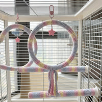 Rope Swing Parrot Toy with Bells, Gradient Perch for Budgie, Cockatiel and Lovebird, Comfortable Swing Perch for Small Bird Cage Use
