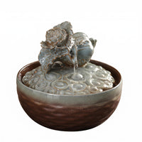 USB Tabletop Water Feature Textured Glazed Decorative Piece for Desk