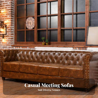 Tufted Nailhead Sofa Retro Design Tufted Back Couch Elegant Design Booth Seating for Restaurant Owners, Interior Designers, Cafe, Lounge Area, Office