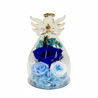 Angel Glass Dome with Roses Symbol of Everlasting Love for Christmas, Mom, Women