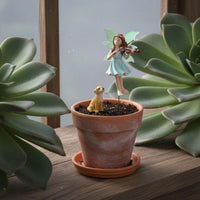 Luminous Fairy Garden Decor Stake Glow in the Dark Fairy and Dog Figurine Set Resin Craft for Bonsai