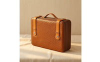 Wood-Lined Tobacco Travel Case Woven-Texture Travel Humidor Hard-Shell Tobacco Humidor Compact for Aficionados, Golf Course, Office