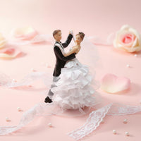 Bride and Groom Cake Topper Hand-Painted Romantic Couple Cake Topper Modern Wedding Couple Figurine for Newlyweds, Couples, Bridal Shower