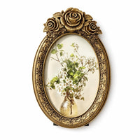 Resin Frame with Oval Opening Classic Oval Picture Frame Old-World Decor for Entryway