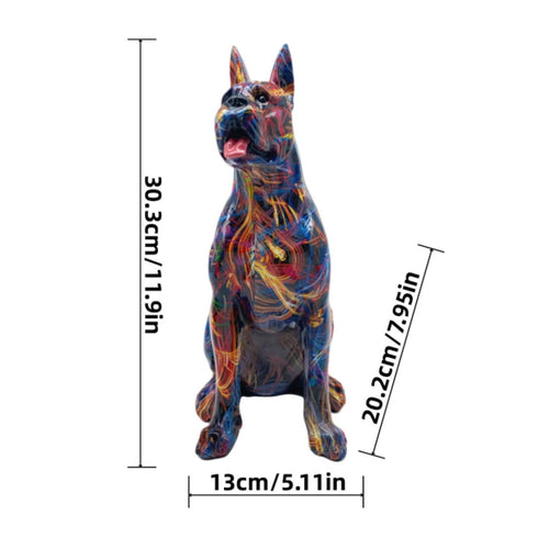 Doberman Statue Upright Ears Resin Dog Sculpture Decorative for Home Display