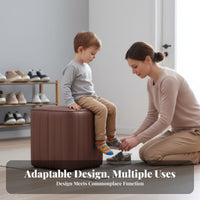 Upholstered Cube Pouf Minimalist Design Small Stool Soft Padded Seat for Bedroom