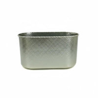 Modern Minimalist Rectangular Metal Flower Pot Luxury Feel Hammered Metal Planter Multi-Purpose Oblong Decorative Vase for Florists, Home Decorators, Living Room, Tabletop, Wedding, Office