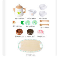 Role-Play Wooden Tea Party Set Educational Wooden Tea Set Educational Playset Imaginative for Preschoolers, Toddlers, Kids, Playroom, Daycare, Classroom