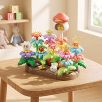 DIY Flower Garden Building Toy Snap-Together Flower Building Toy Colorful Stacking Playset Educational for Children, Girls, Toddlers, Playroom, Classroom, Preschool
