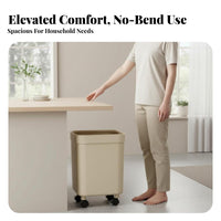 High Leg Trash Can No-Bend Design Trash Can with Wheels Large Capacity Elevated Waste Receptacle with Wheels for Seniors, Living Room, Bedroom, Garage
