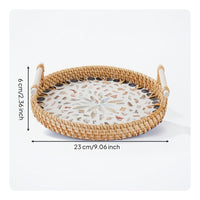 Home Decor Wicker Basket Tray with Handles Portable Woven Basket Tray with Handles Lightweight Versatile for Hosts, Tabletop, Kitchen, Picnics