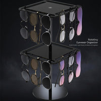 Acrylic Sunglasses Organiser, 2-Tier Rotating Display Stand, Clear Desktop Eyewear Holder for Retail