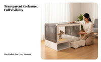Kennel with Potty Area Easy to Clean canopyed Dog Crate sturdy Frame for Indoors