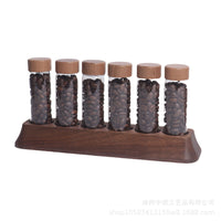 Walnut Wood Coffee Bean Storage Jar with Glass Body and Wooden Lid
