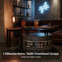 Oil Drum Chair and Table utilitarian design Barrel Seating Creative these containerse sturdyDuty for Homeowners, pairs, Backyard