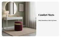 Round Tassel Footstool Nordic Style Upholstered Round Stool Breathable Textile Tasseled Vanity Seat for Bedroom