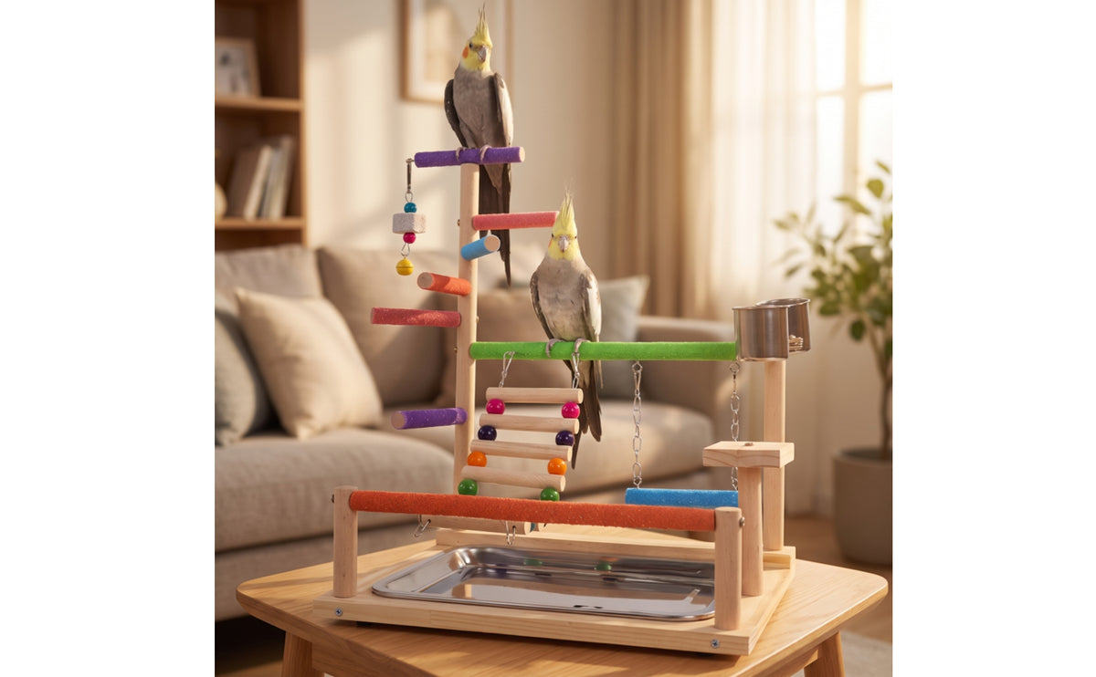 Parrot Playstand Chewing Parrot Play Stand Textured Pet Supply for Budgies