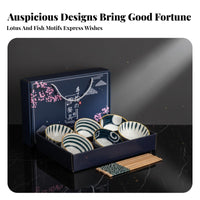 Ceramic Dinnerware Set, Bowl and Plate Gift Set, Assorted Chinese Designs, Gift for Friends or Clients, Hand-Painted
