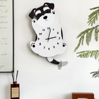 Schnauzer Wall Clock Black and White Canine Wall Clock Decorative for Living Room, Bedroom, Home Office