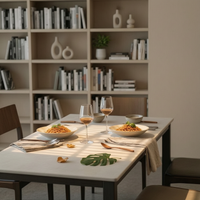 Square Table with Chairs Space Saving Square Pedestal Dining Set Easy to Clean Comfortable Seating for Families, Hosts, Kitchen