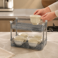 Double-Layer Transparent Storage Rack, Countertop Spice Shelf, Space-Saving for Office and Children's Room