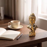 Antique Brass Buddha Bust Statue Shushing Buddha Bust Meditative Sculpture Miniature for Collectors, Art Lovers, Desk, Shelf, Tea Corner