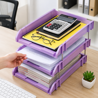 Stackable Document Tray Office, 3-Tier Desk Organizer, 33 x 26 cm Stackable Compartments, for Home Office & Students