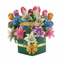Vibrant Floral Arrangement 3D Spring-up-out Flower Floral Arrangement Long-Lasting Greeting Card Mails Flat for & Significant Others, Women