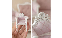 1/12 Miniature sofa with Carved Frame Wooden Miniature chair Realistic Dollhouse Armchair for Collectors