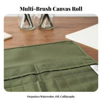 Canvas Brush Roll Multiple Compartments Organization Roll-up Paint Brush Case Portable Paintbrush Storage Pouch for Artists, Painters, Travel