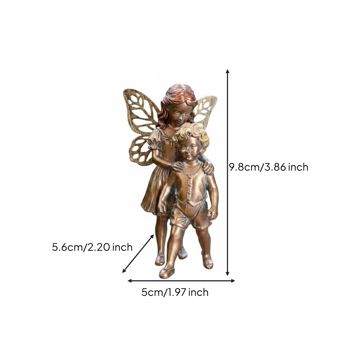 Sibling and Sister Fairy Figurine Creative Design Standing Children Sculpture